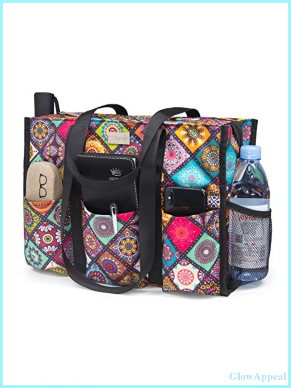Tote Bag 13 Pockets Water Resistant Zip Closure 16L